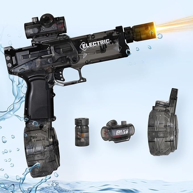 Electric Water Gun for Kids Ages 8-12 - Automatic Water Gun - Super Water Gun, Automatic High Power, Beach Toys for Summer Outdoor Entertainment, Perfect for Pool and Water Gun Games (Black)