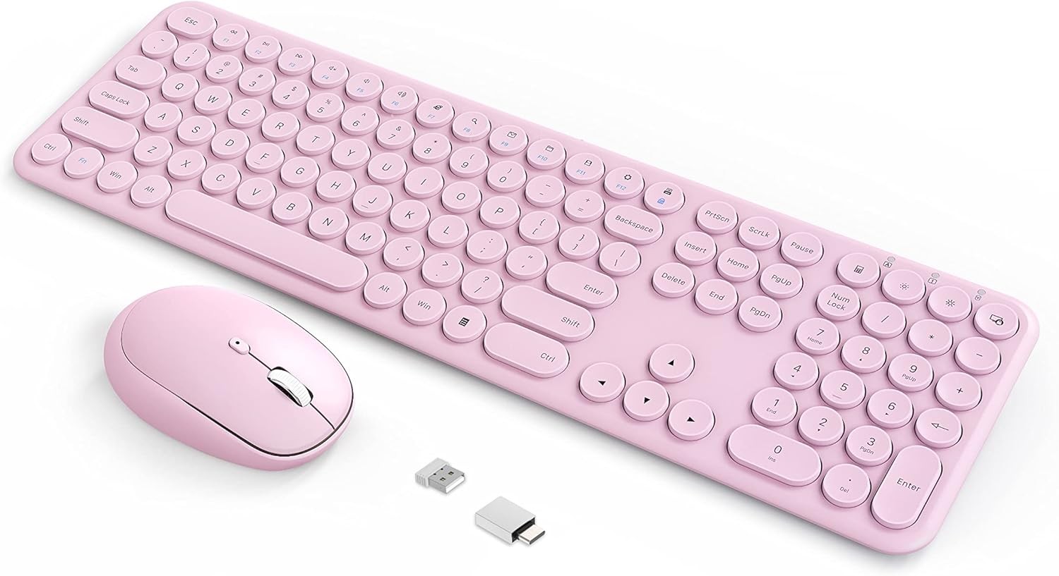 Wireless Keyboard Mouse Combo - 2.4Ghz Aesthetic Quiet Pink Keyboard and Mouse - 110 Keys Full Size Ultra-Thin for Laptop, Computer, PC, Notebook, Windows, Mac OS