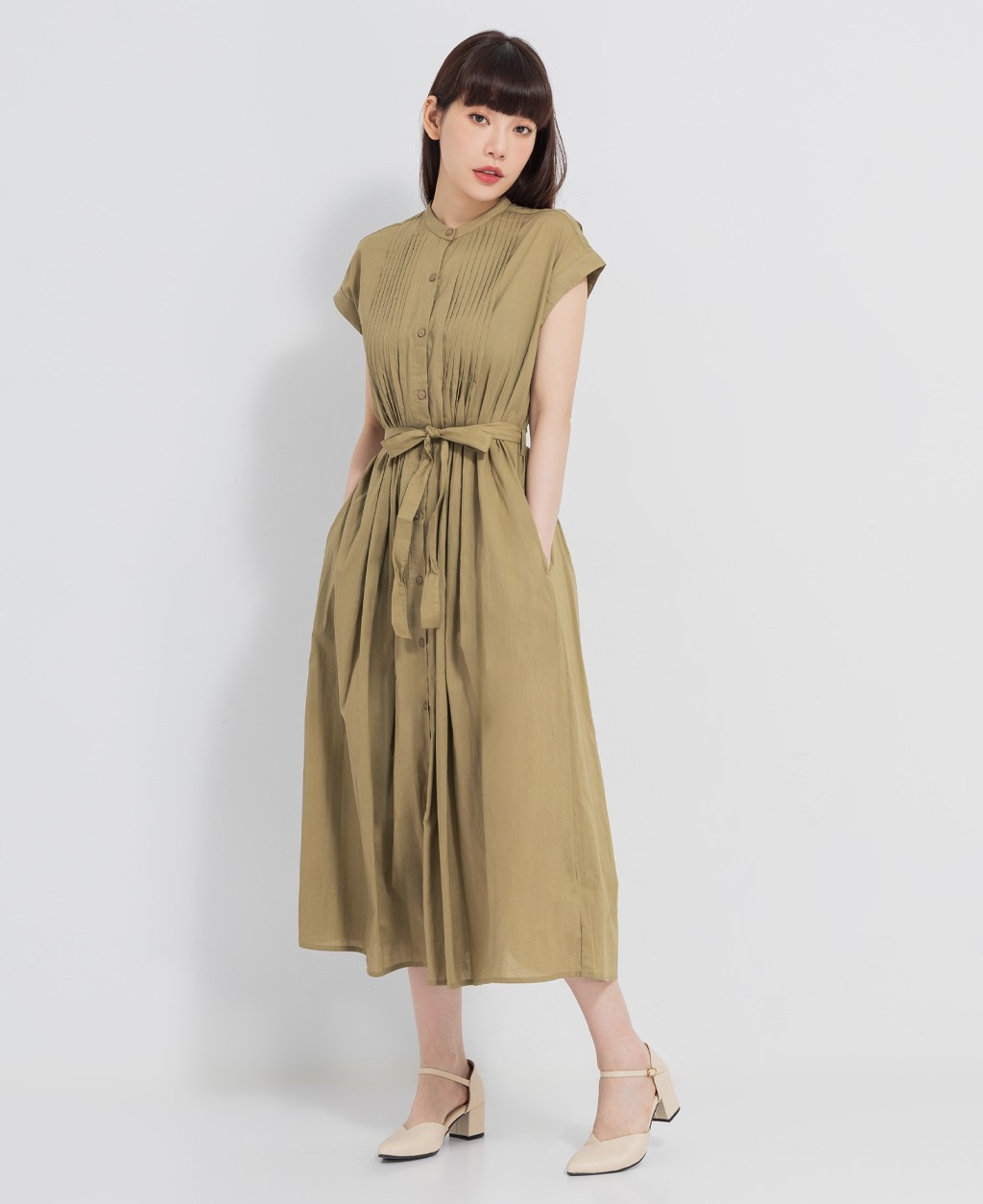 Women's pleated shoulder dress (with shoulder straps)
