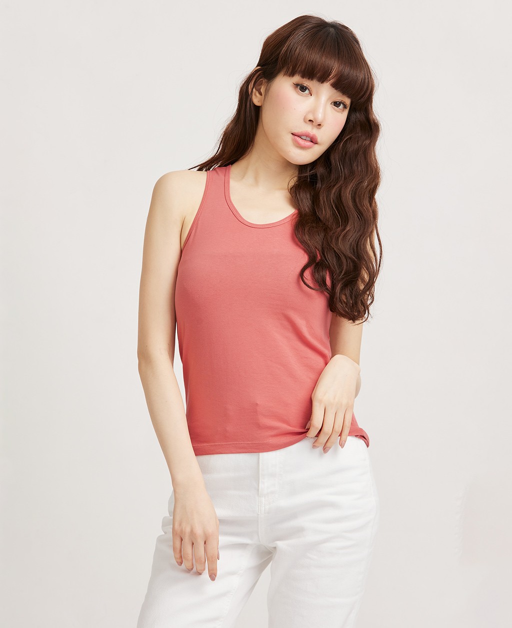 Women's round neck solid color backless vest