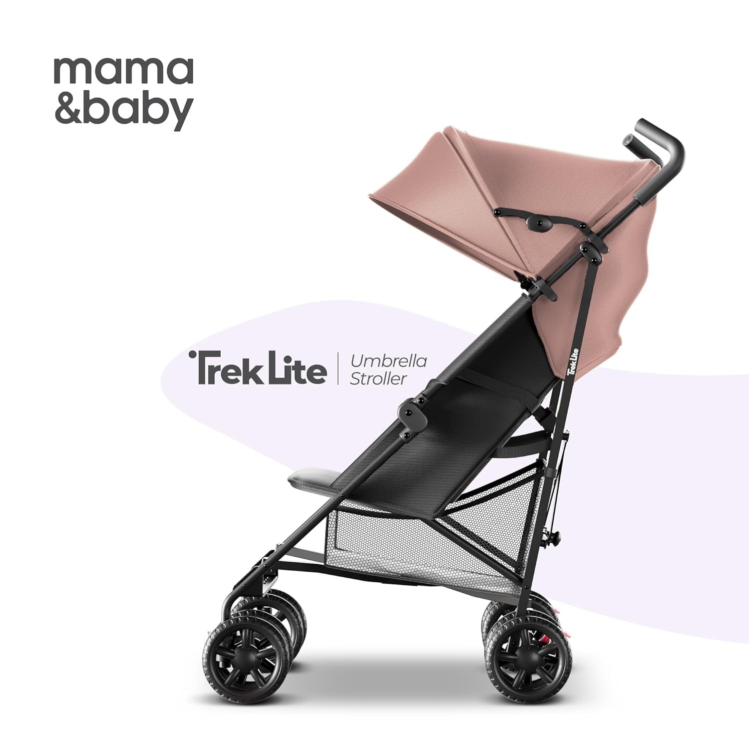 Mama & Baby Trek Lite Lightweight Baby Stroller - Compact Fold, Multi-Position Recline, Travel Umbrella Stroller with Carry Strap, Large Storage and Cup Holder