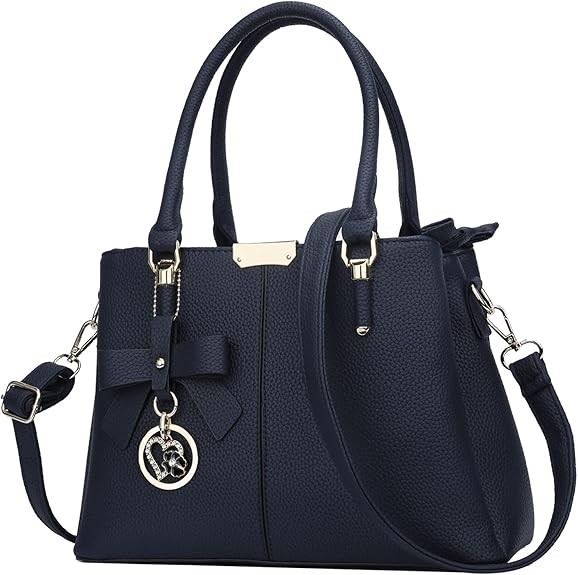 Women's Zipper Compartment Wallets and Tote Bags Top Handle Crossbody Bags Shoulder Bags Women's Bags Color: A-navy