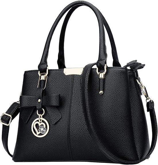 Women's Zipper Compartment Wallets and Tote Bags Top Handle Crossbody Bags Shoulder Bags Women's Bags Color: A-black