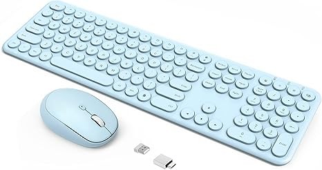 Wireless Keyboard Mouse Combo - 2.4Ghz Aesthetic Quiet Keyboard and Mouse Wireless - 110 Keys Full Size Ultra-Thin Keyboard for Laptop, Computer, PC, Notebook, Windows, Mac OS (Blue)