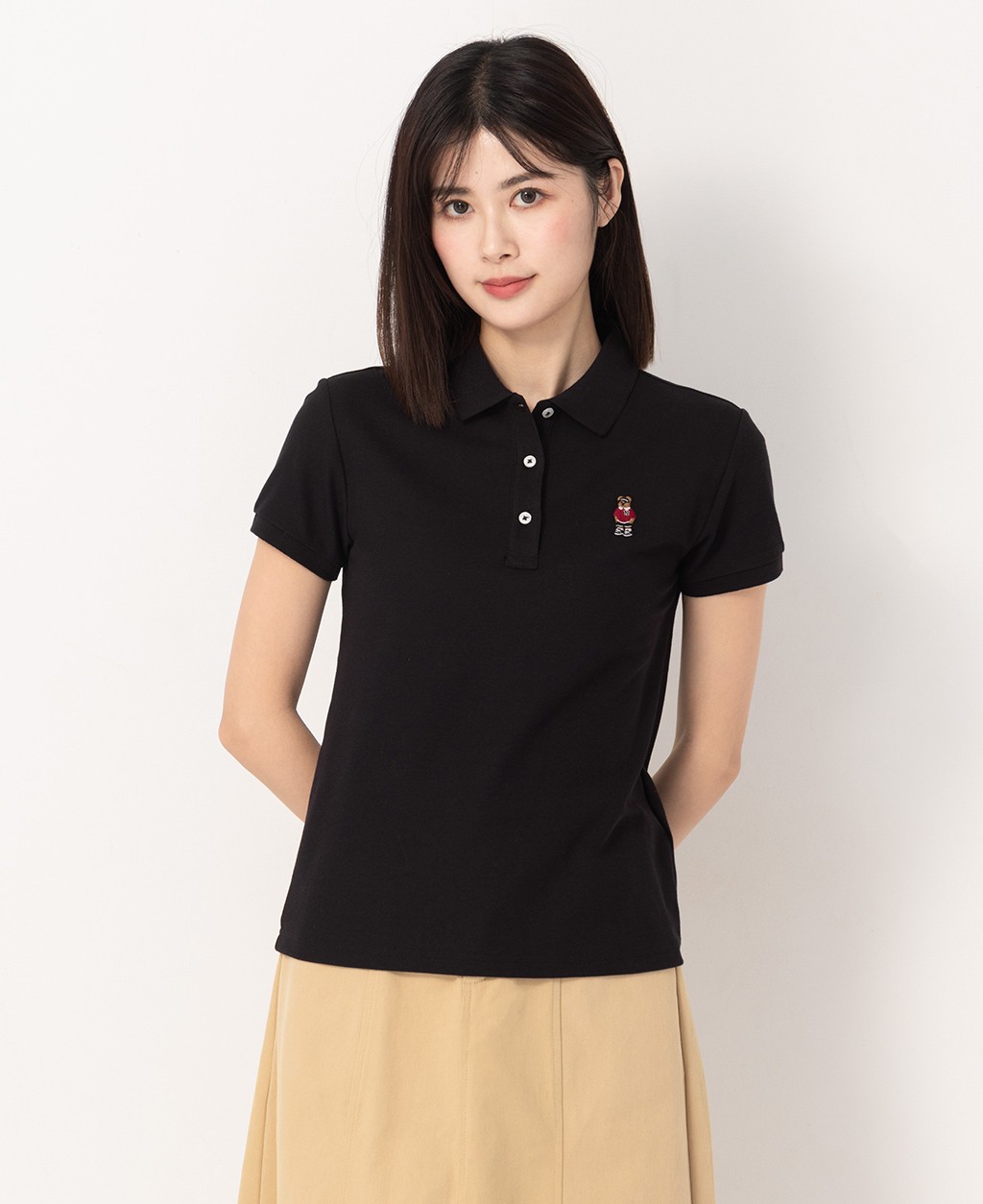 Women's left chest embroidered polo shirt