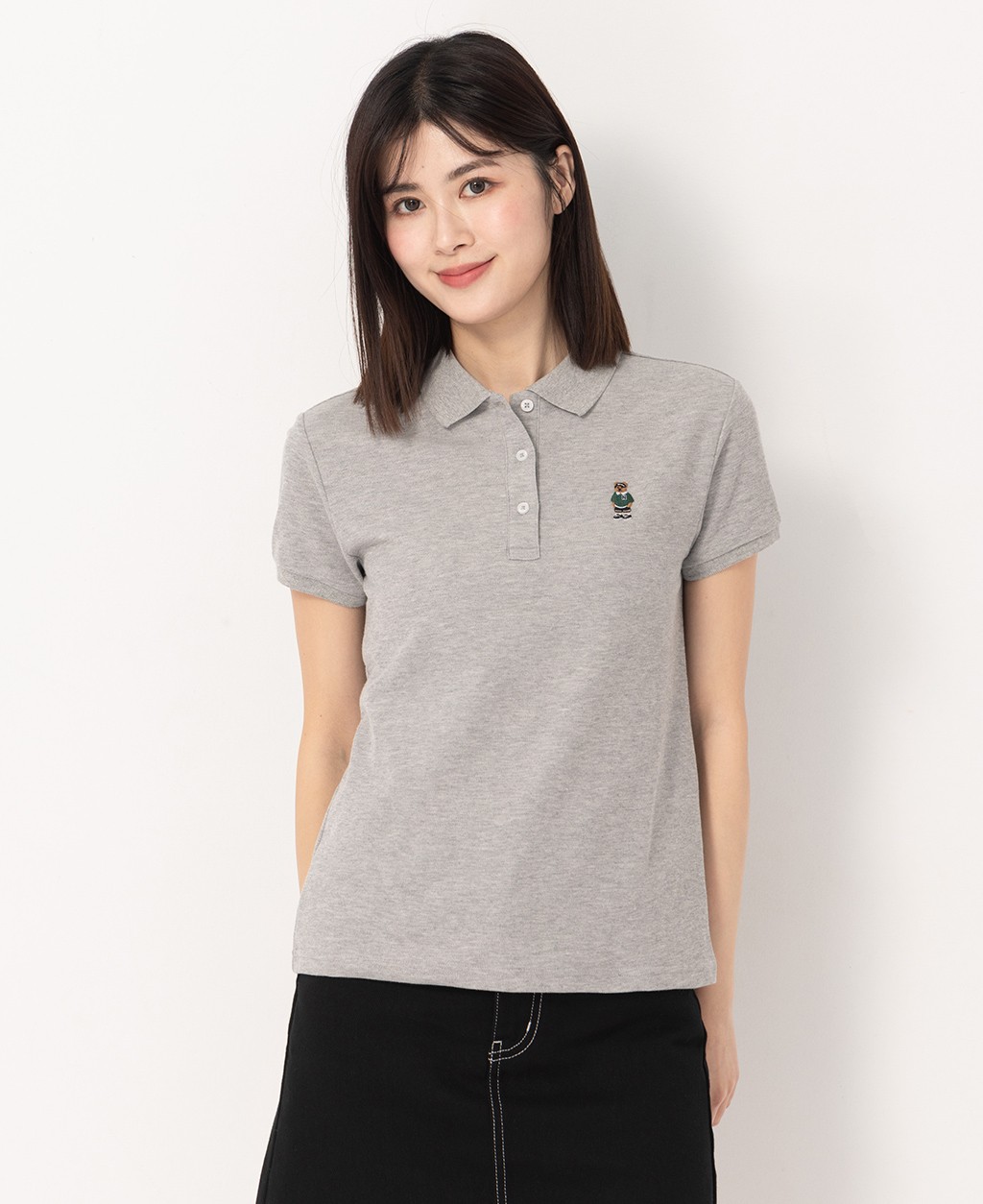 Women's left chest embroidered polo shirt