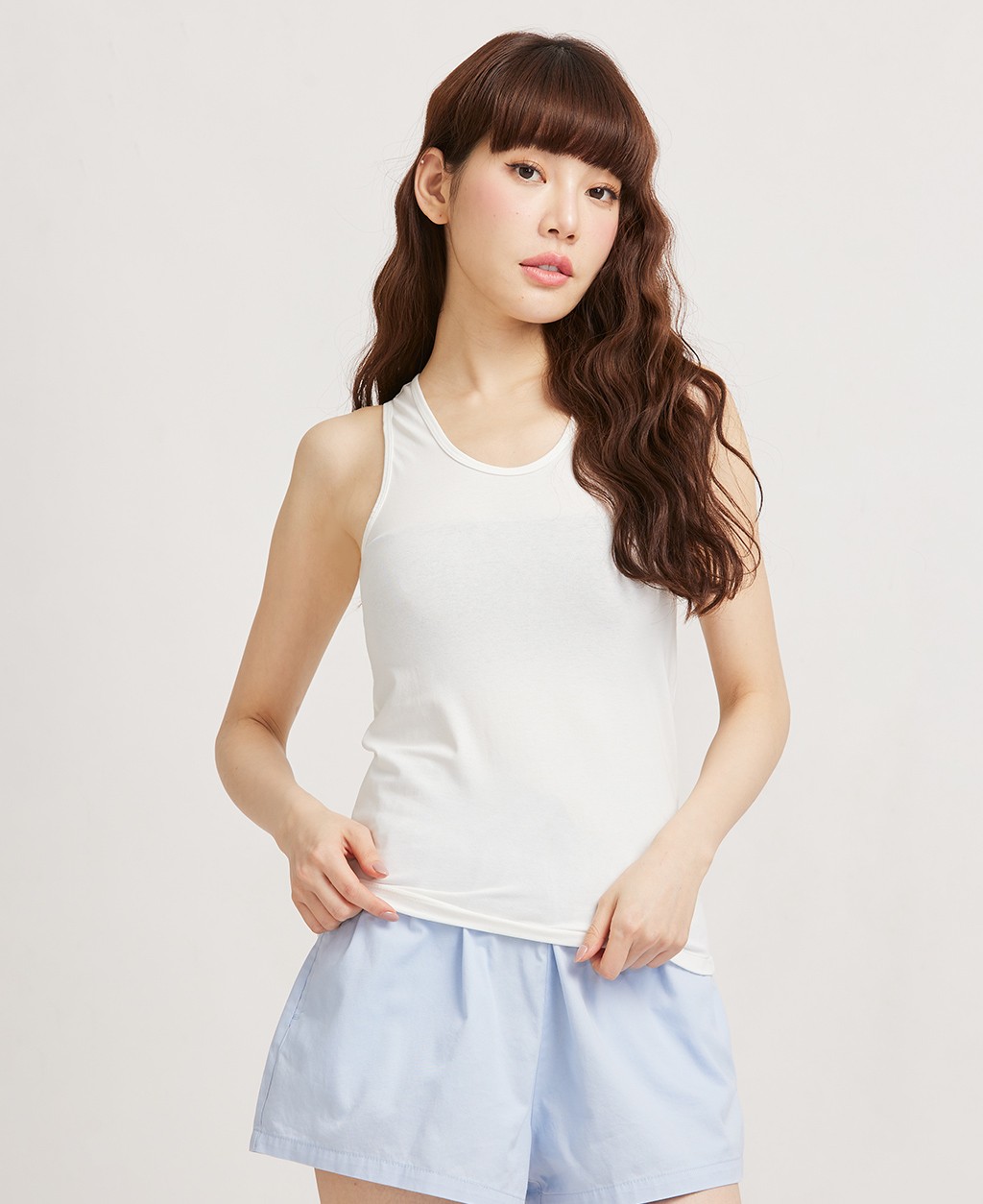 Women's round neck solid color backless vest