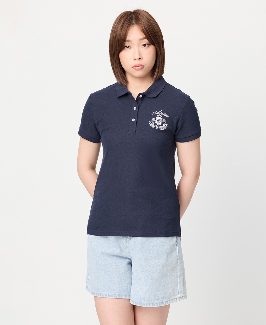 Women's left chest embroidered polo shirt