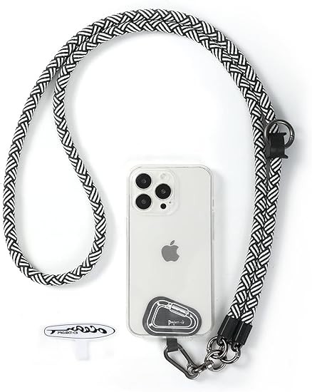 project-cb Cell Phone Lanyard 1,Crossbody Phone Strap 2,Universal Neck Lanyard Color: White-black