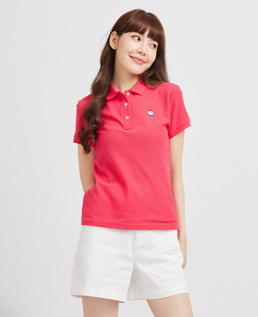 Women's left chest embroidered polo shirt