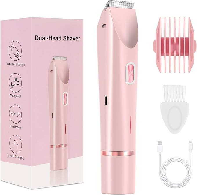 New Glow Aura Bikini Shaver,Glowshave 2-in-1 Women's Body Shaver(Pink)